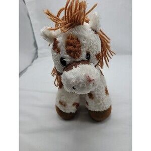 First And Main Plush Spotted Horse Montana Weighted Brown Vinyl Feet 10”